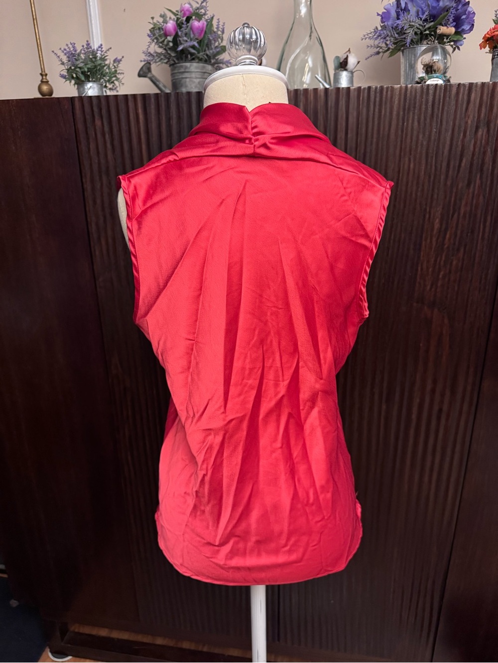Renee C. Sleeveless Red Mock Collar Tank